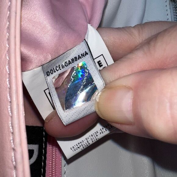 Dolce and Gabbana Lambskin Baby Pink and White Double Pocket Shoulder Bag - Picture 15 of 16